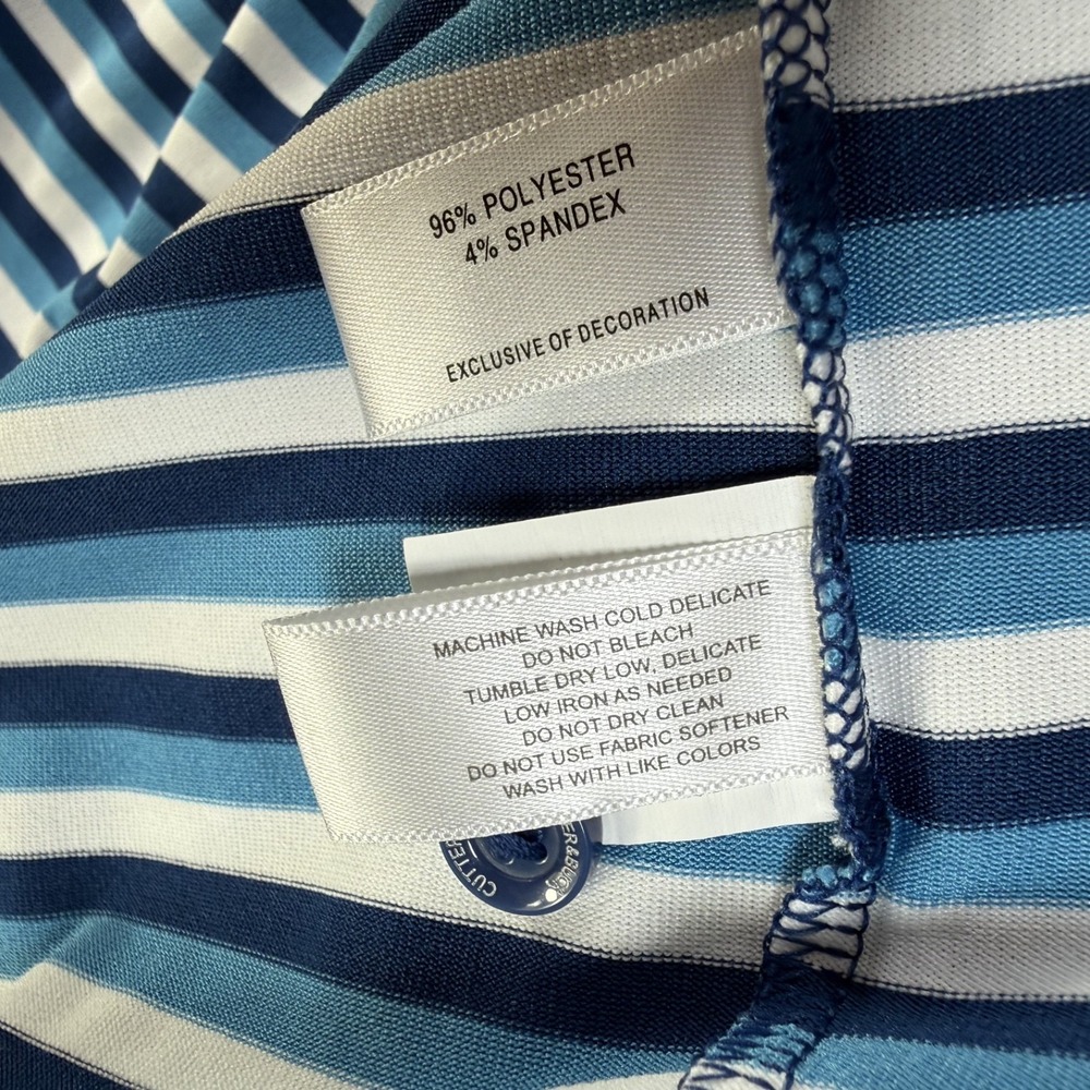 Cutter & Buck‎ Polo Shirt Men XXXL Blue White Striped Stretch Logo Golf Outdoor - Picture 6 of 9